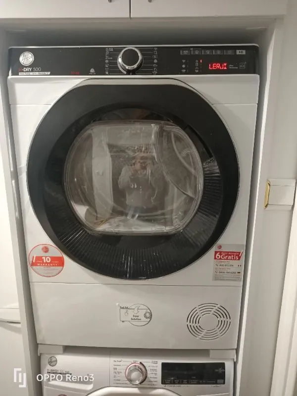 Hoover NDPEH10A2TCBEXSS 10 kg Wi-Fi Bağlantılı Isı Pompalı Kurutma Makinesi