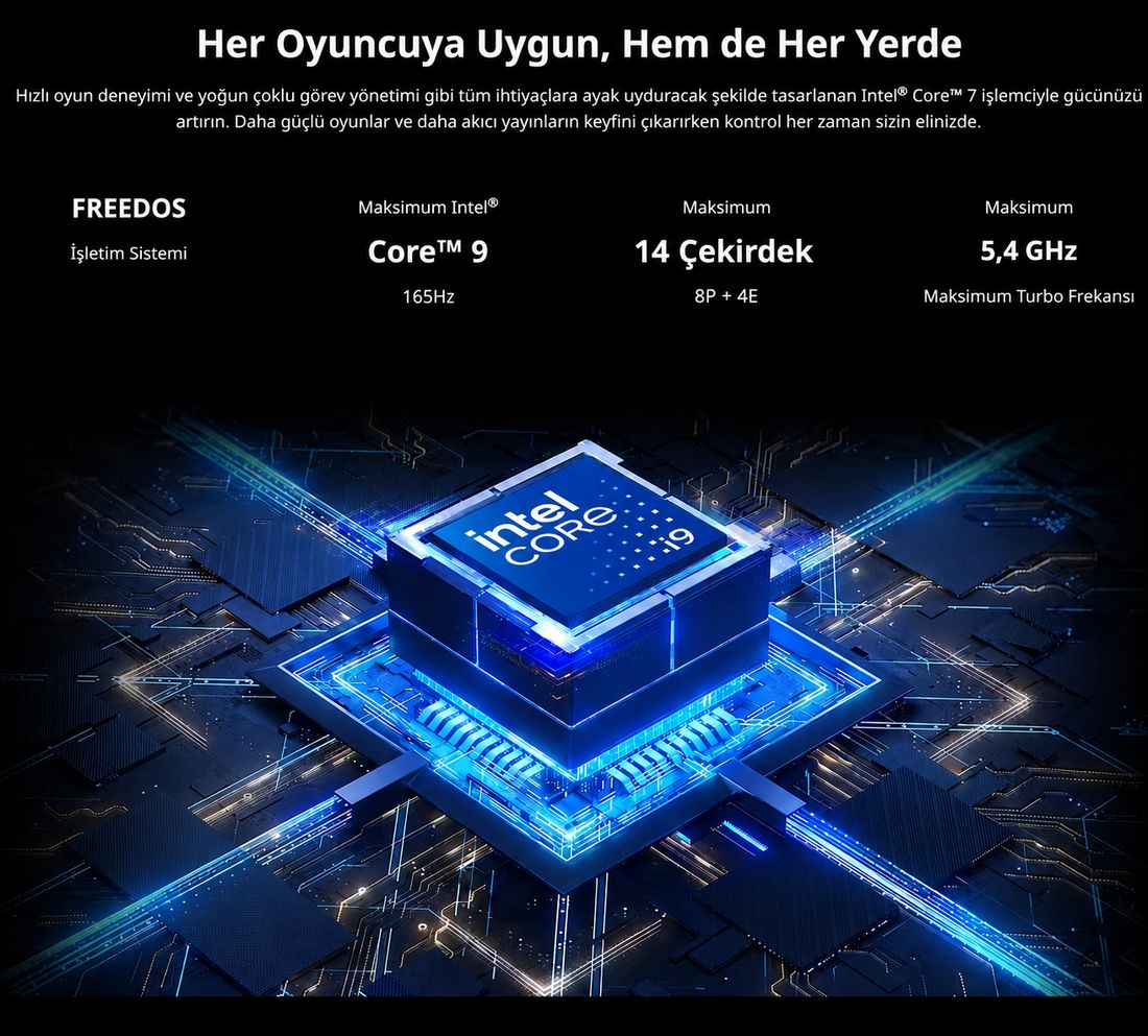 Acer ANV15-52 i9-13900H 16 GB Ram 512 GB SSD Rtx 5060 15.6" Fhd IPS 165 Hz Freedos NH.QZ8EY.004