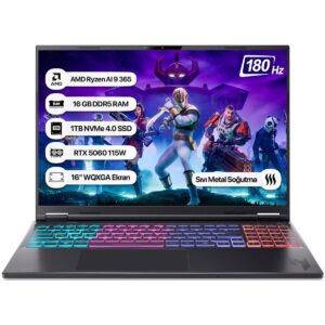 Acer Nitro 16S NH.QXUEY.001 Ryzen Aı 9 365 16GB 1tb SSD RTX5060-115W 180Hz 16 Wqxga Dos Taşınabilir Bilgisayar HBCV0000A6Z77T