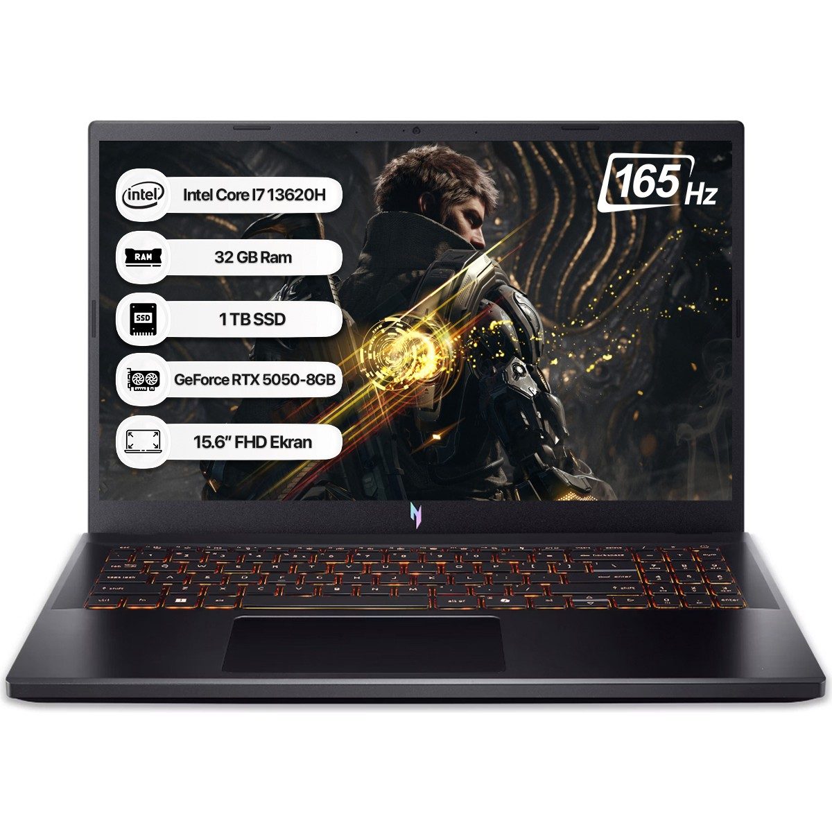 Acer Nitro V15 NH.QZ7EY.005 Oyun Bilgisayarı Intel Core i7-13620H 32GB 1TB SSD RTX 5050 15.6'' FHD 165Hz Ekran HBCV0000CMTP2R