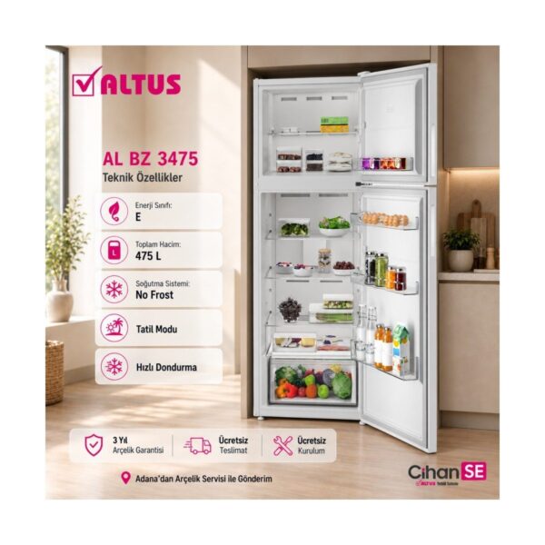 Altus Al Bz 3475 475 L No Frost Çift Kapılı Buzdolabı