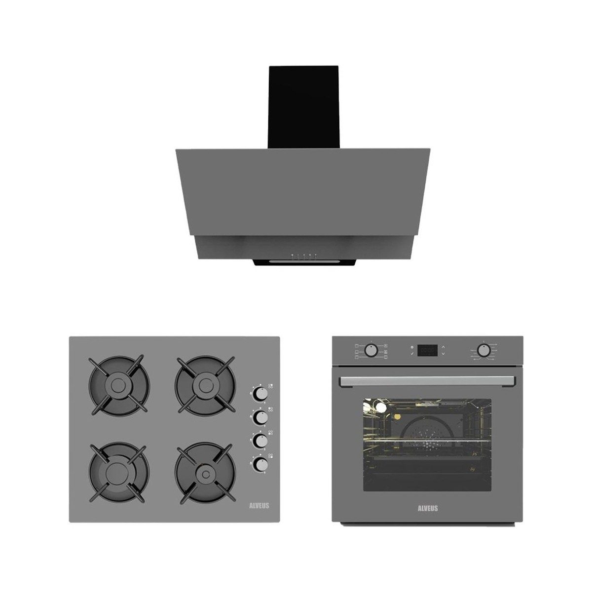 Alveus Gri Cam Dijital/dokunmatik 3'lü Ankastre Set (F17-GLS640-MFA627) HBCV000028KL70