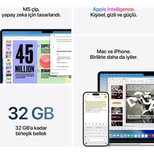 Apple MacBook Air M5 16GB 512GB SSD macOS 15″ Taşınabilir Bilgisayar Gök Mavisi MDVQ4TU/A