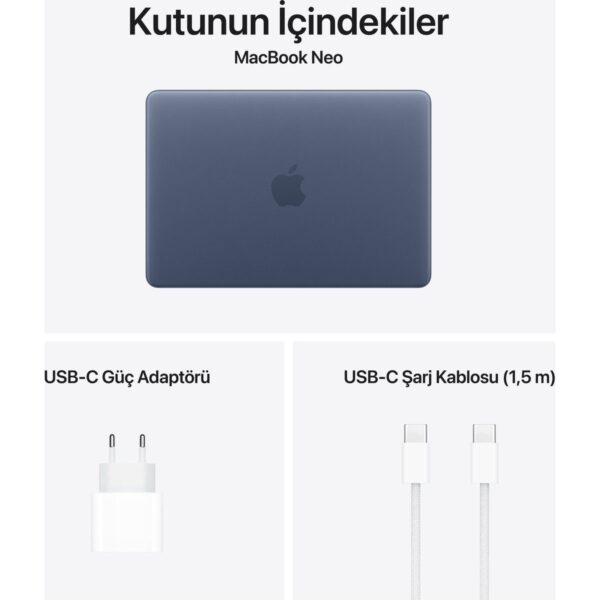 Apple MacBook Neo A18 Pro 8GB 256GB SSD macOS 13″ Taşınabilir Bilgisayar Indigo MHFF4TU/A