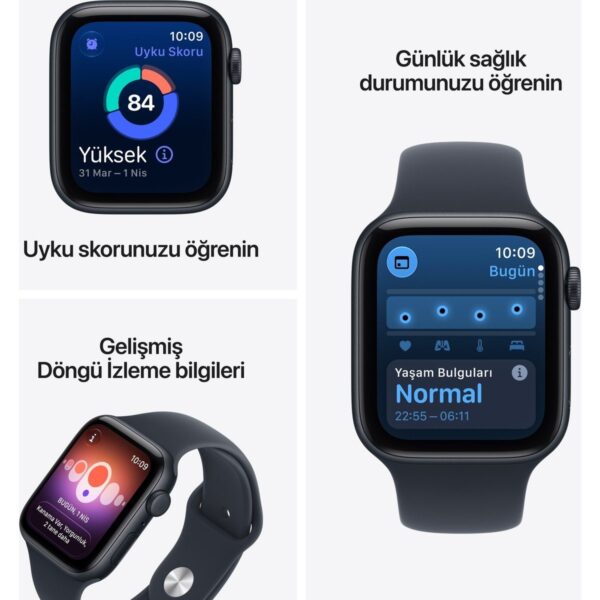 Apple Watch Se 3 Gps + Cellular, Gece Yarısı Alüminyum Kasa ve Lacivert Spor Kordon – S/m