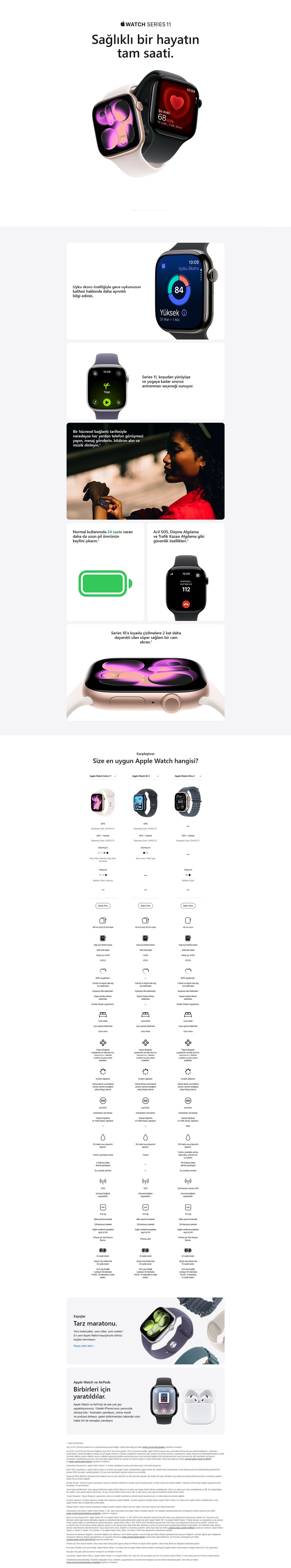 Apple Watch Series 11 Gps + Cellular, 42 mm Alüminyum kasa ve Siyah Spor kordon - S/m
