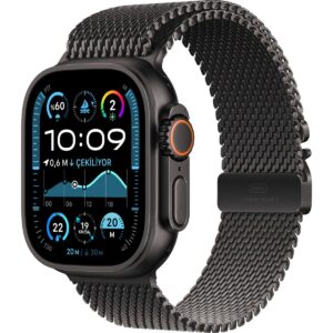 Apple Watch Ultra 2 GPS + Cellular 49mm Siyah Titanyum Kasa ve Siyah Titanyum Milanese Loop - Küçük Boy HBCV00006ZWG29