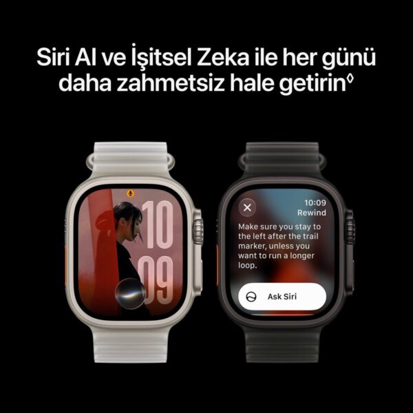 Apple Watch Ultra 4 Gps + Cellular, 49 mm Siyah Titanyum Kasa ve Burgonya Trail Loop – M/l