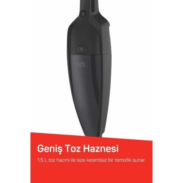 Arzum FL492 Felix Polvo Pro Dikey Elektrikli Süpürge 800W, Yıkanabilir Filtre, 1.5 L Toz Haznesi, Siyah