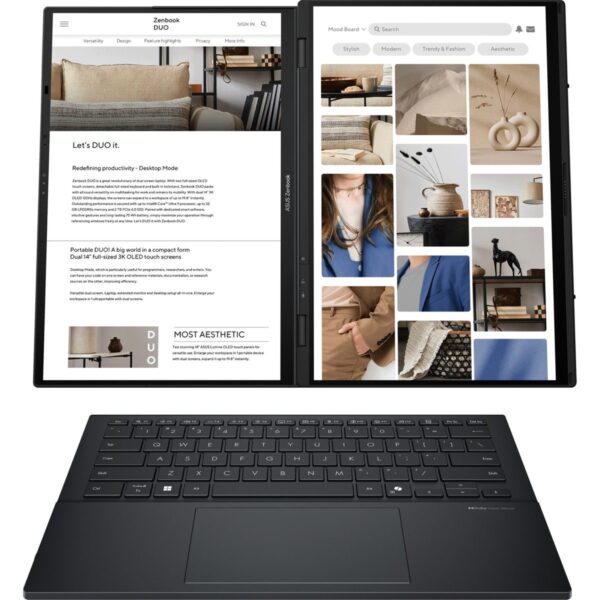 Asus Zenbook Duo UX8406CA-PZ208W Intel Core Ultra 9 285H 32GB 2TB SSD Windows 11 Home 14″ OLED Taşınabilir Bilgisayar