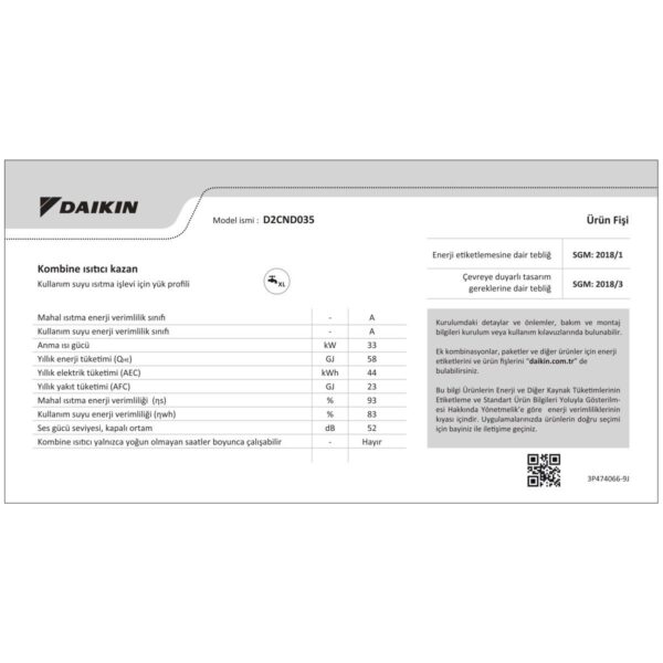 Daikin Tam Yoğuşmalı Premix NDJ Kombi 35 kW D2CND035