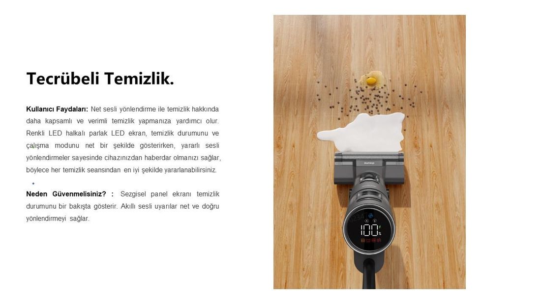 Dreame H12 Core Islak/Kuru Süpürge Hafif ve Akıllı Süpürge ve Paspas, Akıllı Kir Algılama, Otomatik Kendi Kendini Temizleme, Ahşap Vinil ve Sert Zeminler