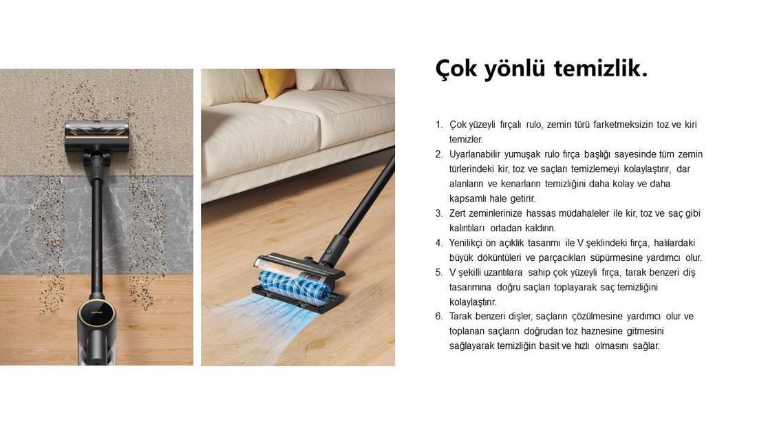 Dreame R10 Pro Dikey Süpürge, 65 Dakika Uzun Çalışma Süreli Dikey Süpürge, Hafif ve Anti-Tangle özellikli, Sert Zemin, Halı ve Evcil Hayvan Tüyleri için 150 AW Güçlü Emişli El Süpürgesi