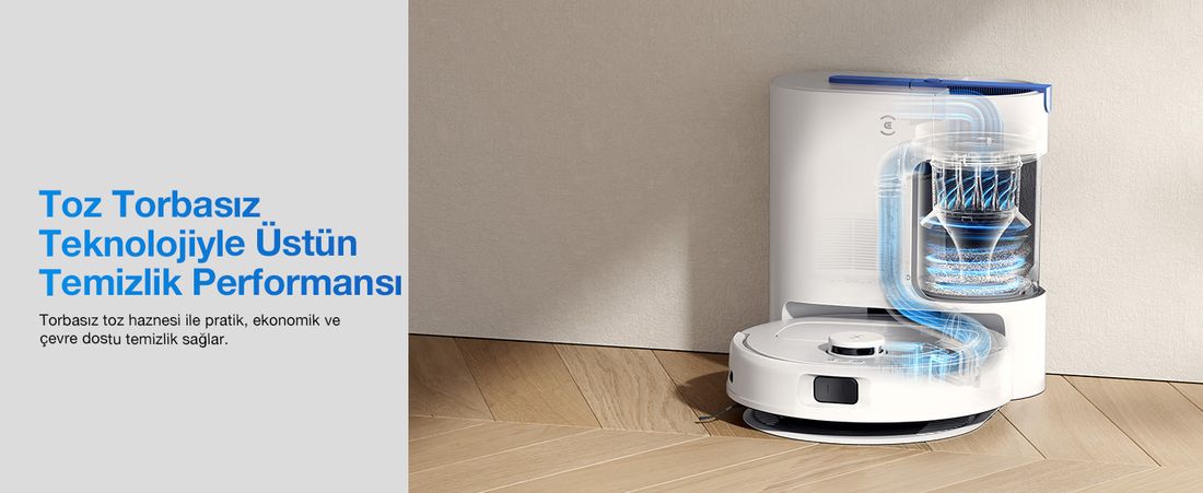 ECOVACS Akıllı Robot Süpürge, 8000Pa Emiş Gücü, 2'si 1 Arada Süpürme ve Paspaslama, TrueMapping Lazer Navigasyon, 300 Dakika Çalışma Süresi