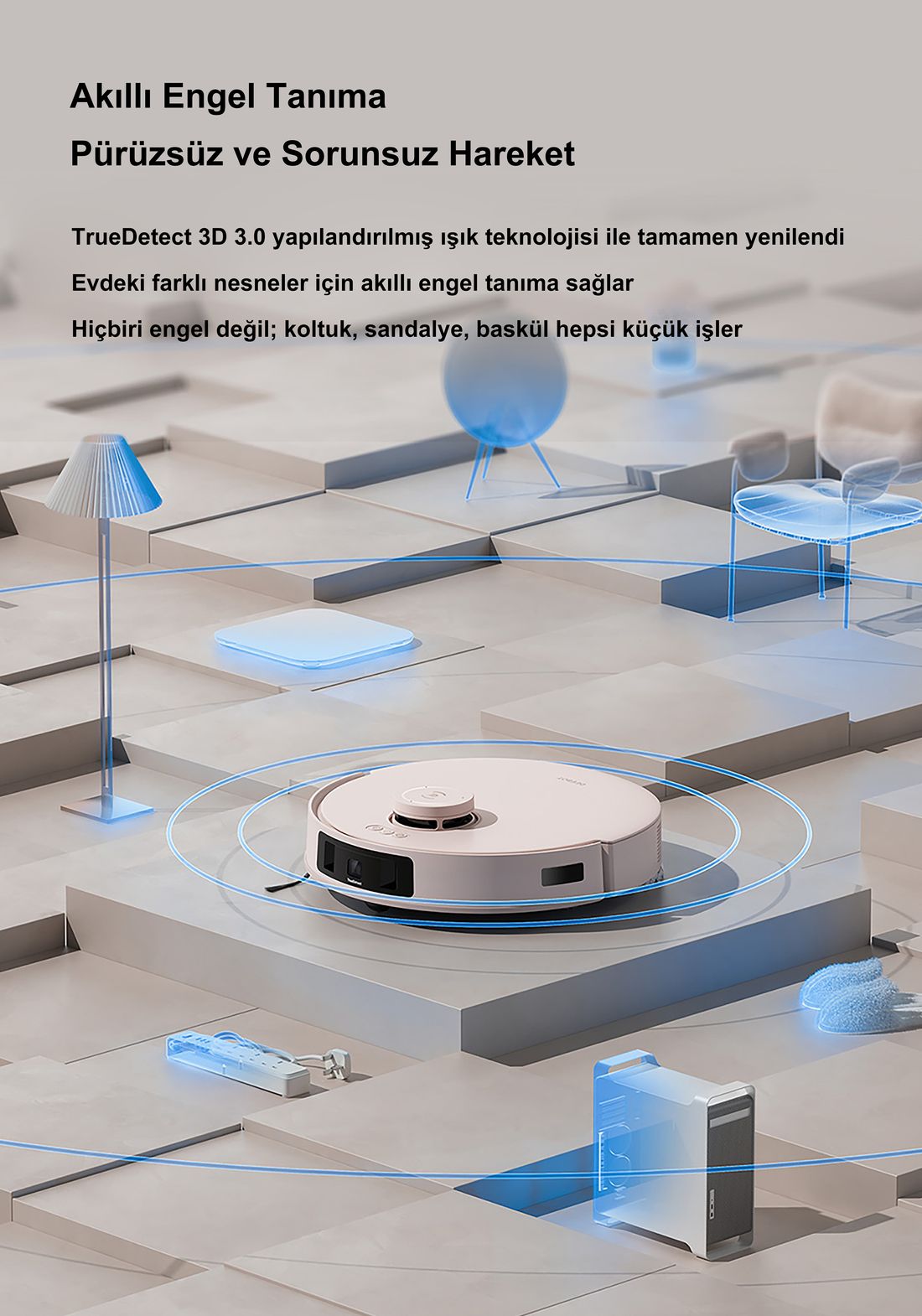 Ecovacs Deebot Akıllı Robot Süpürge ve Paspas 20.000Pa Emiş Gücü