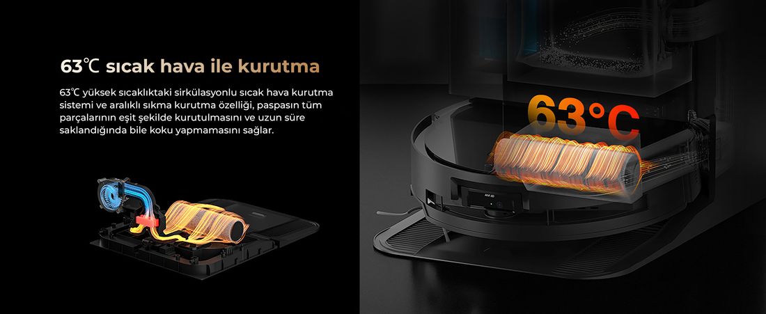 Ecovacs Deebot X8 Pro Omni Siyah Robot Süpürge ve Paspas 18000 Pa Emiş Gücü