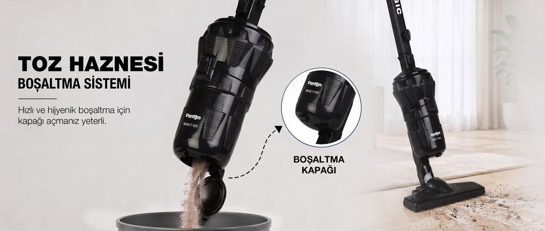 Fantom Magıc P 3000 Toz Torbasız Dikey Süpürge Siyah