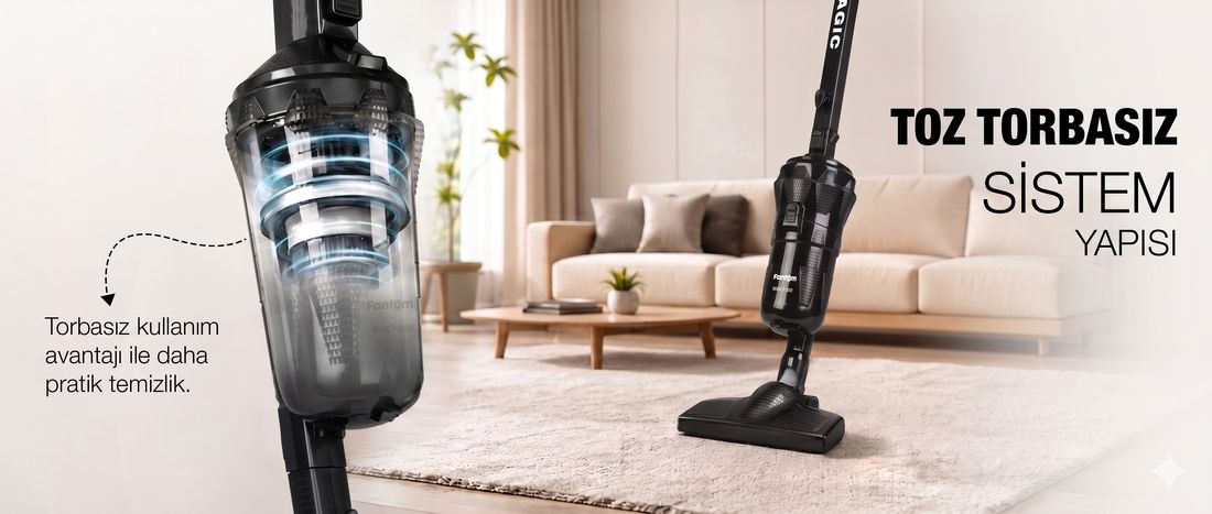 Fantom Magıc P 3000 Toz Torbasız Dikey Süpürge Siyah