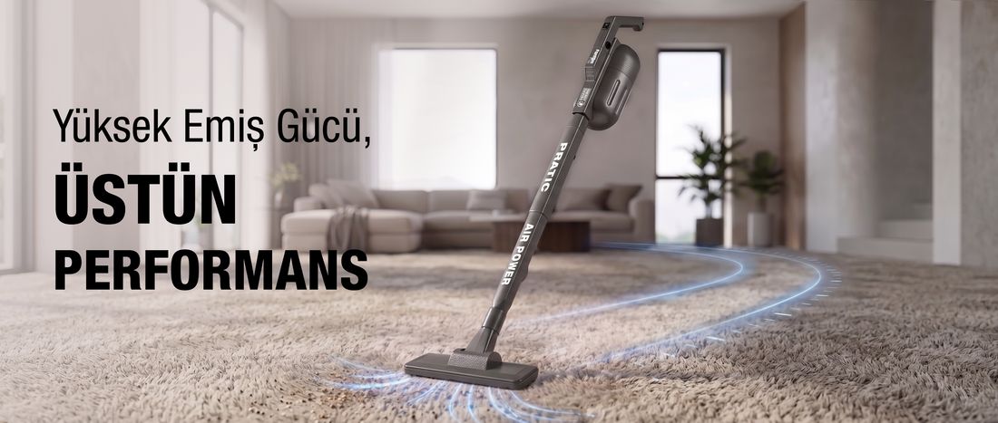 Fantom Pratic Aır Power P 1250 Antrasit Torbasız Dönebilen Turbo Başlıklı Dikey Süpürge