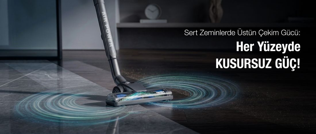 Fantom Pratic Aır Power P 1250 Antrasit Torbasız Dönebilen Turbo Başlıklı Dikey Süpürge
