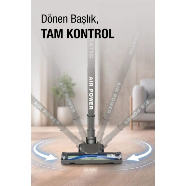 Fantom Pratic Aır Power P 1250 Antrasit Torbasız Dönebilen Turbo Başlıklı Dikey Süpürge