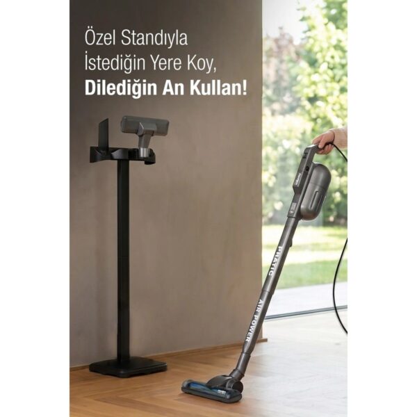 Fantom Pratic Aır Power P 1250 Antrasit Torbasız Dönebilen Turbo Başlıklı Dikey Süpürge