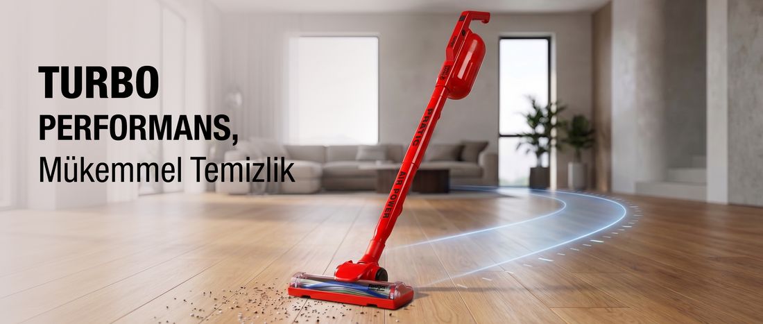 Fantom Pratic Aır Power P 1250 Kırmızı Dikey Süpürge Torbasız 1 L Toz Haznesi ile Güçlü Emiş