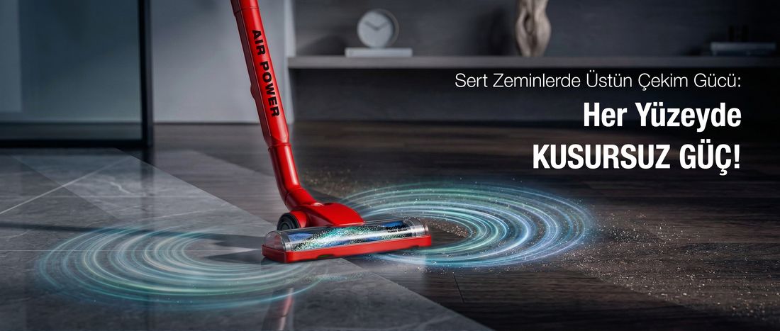 Fantom Pratic Aır Power P 1250 Kırmızı Dikey Süpürge Torbasız 1 L Toz Haznesi ile Güçlü Emiş