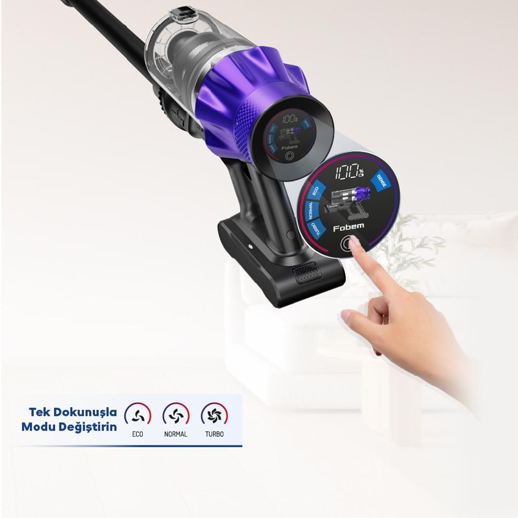 Fobem Active Clean Şarjlı Dikey Süpürge 400W Toz Algılama