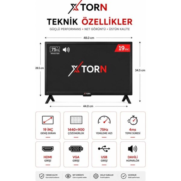 Fury Torn 19’’ (48 Ekran) Çanaklı / Çanaksız Wifi’li Uydu Alıcısı+Tv Askı Aparatı Hediye