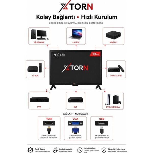 Fury Torn 19’’ (48 Ekran) Çanaklı / Çanaksız Wifi’li Uydu Alıcısı+Tv Askı Aparatı Hediye