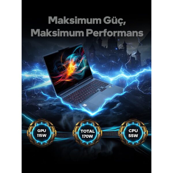 Game Garaj Slayer X7T-5060 C7 Intel Core I7 14650HX 16GB Ram 1tb SSD RTX5060 16″ Qhd+ 180Hz IPS Freedos Gaming Laptop