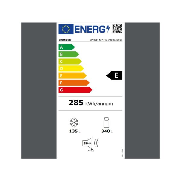 Grundig Gpknd 477 E Enerji Sınıfı 475LT Duo-No Frost Kombi Tipi Buzdolabı Beyaz