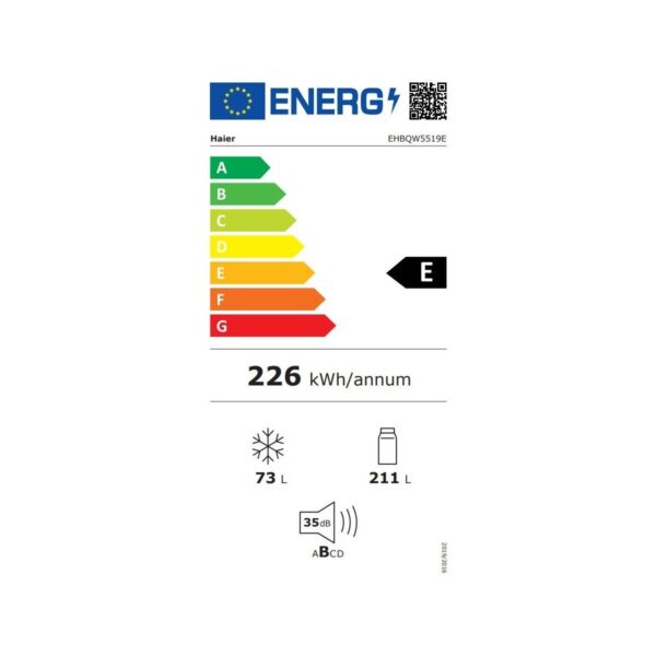 Haier HBQW5519E E Enerji Sınıfı 284 Lt Wi-Fi Bağlantılı Kombi Tipi No Frost Ankastre Buzdolabı
