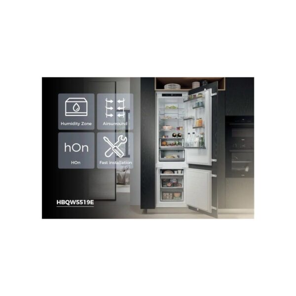 Haier HBQW5519E E Enerji Sınıfı 284 Lt Wi-Fi Bağlantılı Kombi Tipi No Frost Ankastre Buzdolabı