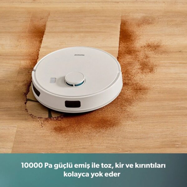 Homend Alex Laser Power 1289H Otomatik Boşaltım Sistemli Yeni Nesil Moplu 10 kPa Robot Süpürge Beyaz