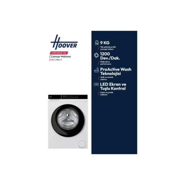 Hoover Hey 29B8-17 9 kg Yıkama Kapasiteli 1200 Devirli Çamaşır Makinesi B Enerji Sınıfı