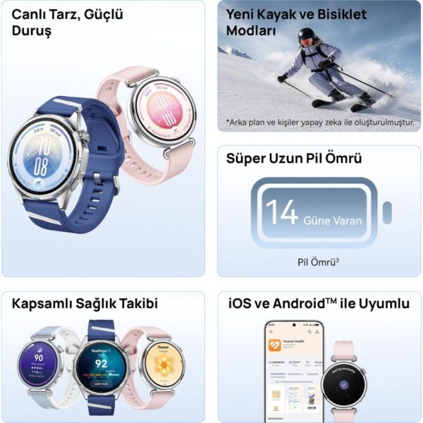 Huawei Watch GT 7 41 mm Akıllı Saat – / Altın, 14 Güne Varan Pil Ömrü, Kayak ve Bisiklet Modları, iOS ve Android Uyumlu