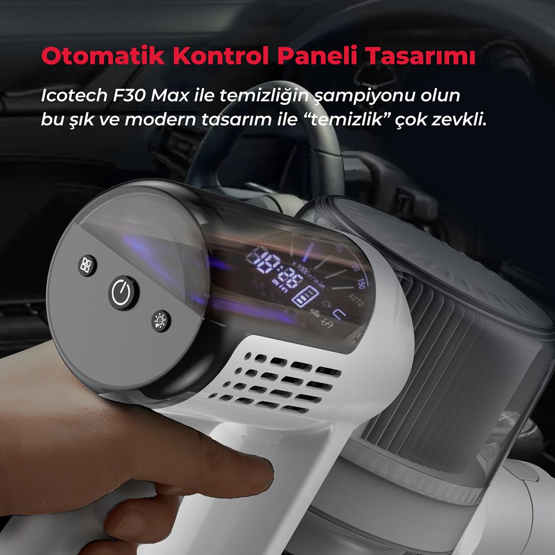 Icotech F30 Max 38KPA Greeneye Lazer Teknoloji Şarjlı Dikey Süpürge