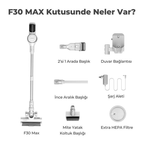 Icotech F30 Max 38KPA Greeneye Lazer Teknoloji Şarjlı Dikey Süpürge