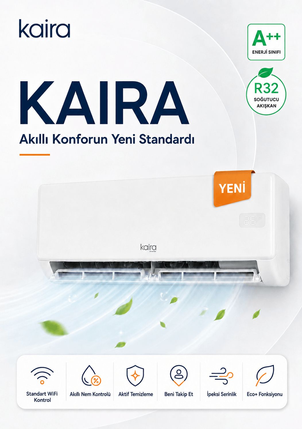 Kaira DTXR50A 18000 BTU/h A++ Wifi Inverter Duvar Tipi Klima (Montaj Dahil)