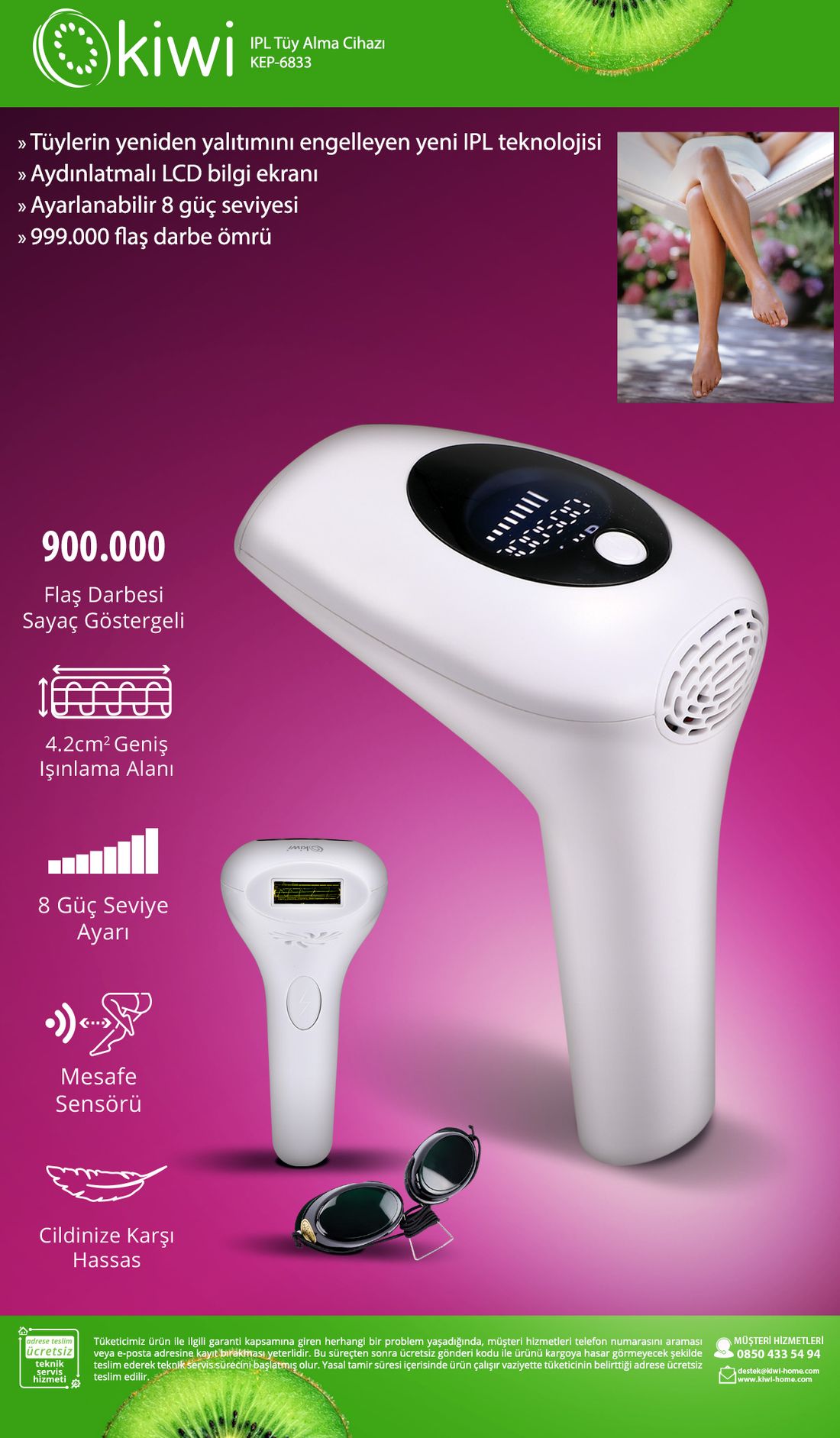 Kiwi KEP-6833 Pro Ipl / Lazer Epilasyon