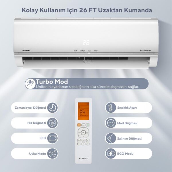 Kumtel Matsu KMSAC-12 A++ Inverter Duvar Tipi Split Klima (Montaj Dahil)