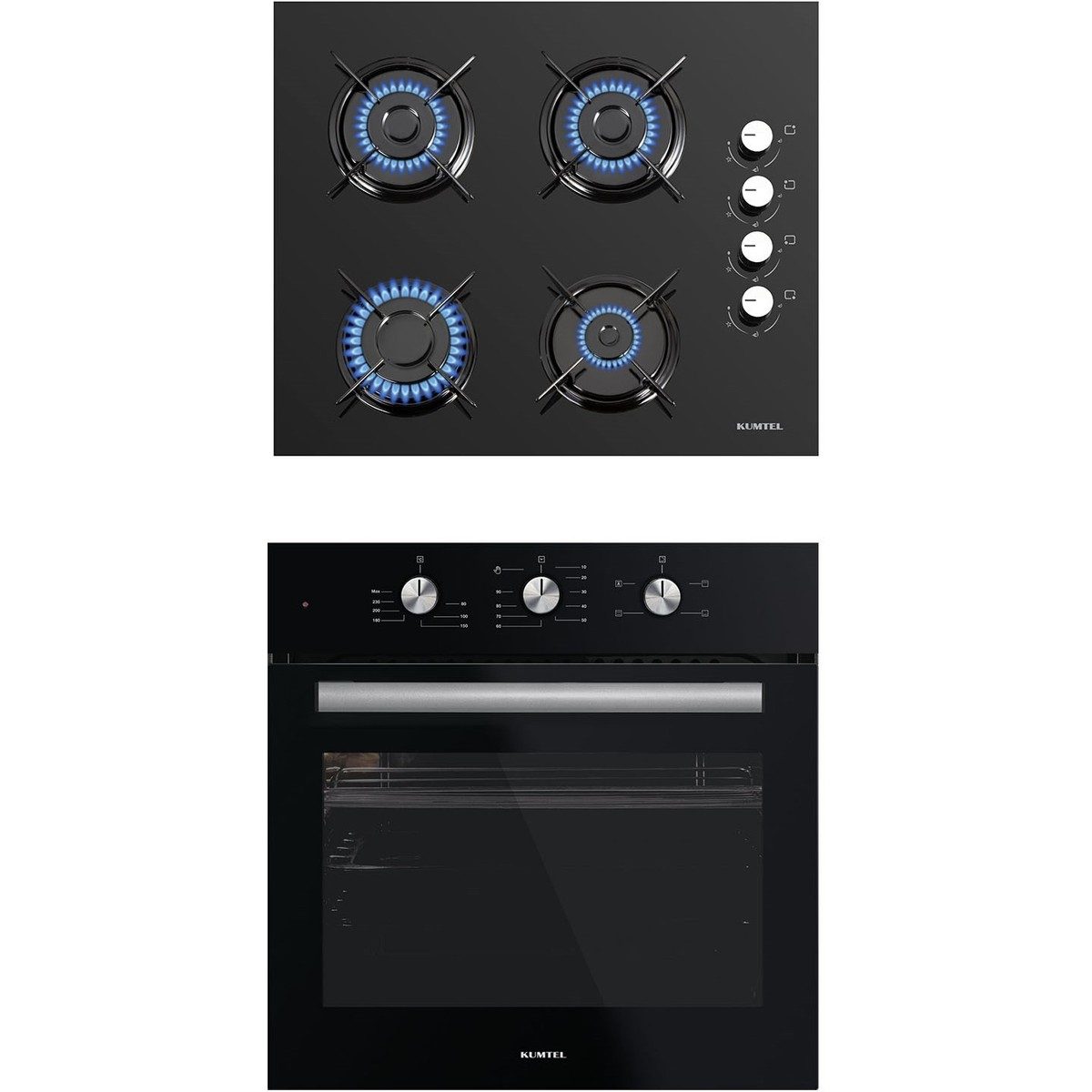 Kumtel Siyah 2'li Set A+ Enerji Sınıfı Cam Ocak ve Fırın Yüksek Performanslı Modern Tasarım HBCV00002K44OT