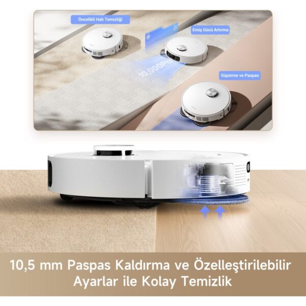 L10s Ultra Gen 2 Robot Süpürge Beyaz, 10.000Pa Emiş Gücü