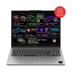 LENOVO LOQ AMD Ryzen 7 170 16GB (DDR5-4800) 512GB SSD RTX 3050 6GB GDDR6 (TGP 65W) Freedos 15.6" FHD 83S000E0TR ( MOUSE HEDİYELİDİR. ) HBCV0000G5TCSM