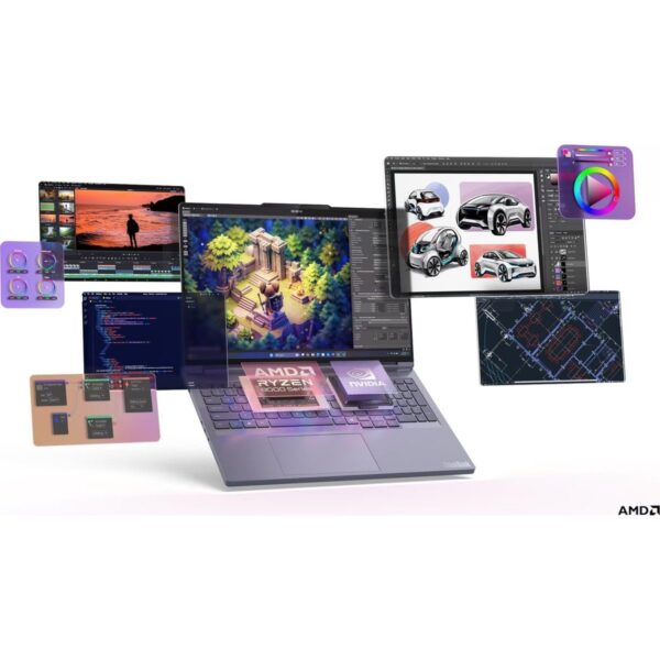 Lenovo ThinkBook 16p G6 ADR AMD Ryzen 9 8940HX 32GB 1TB SSD RTX 5060 8GB (115W) 16″ 2.5K WQXGA (2560×1600) IPS Panel 240Hz Freedos Taşınabilir Bilgisayar 21U00013TX
