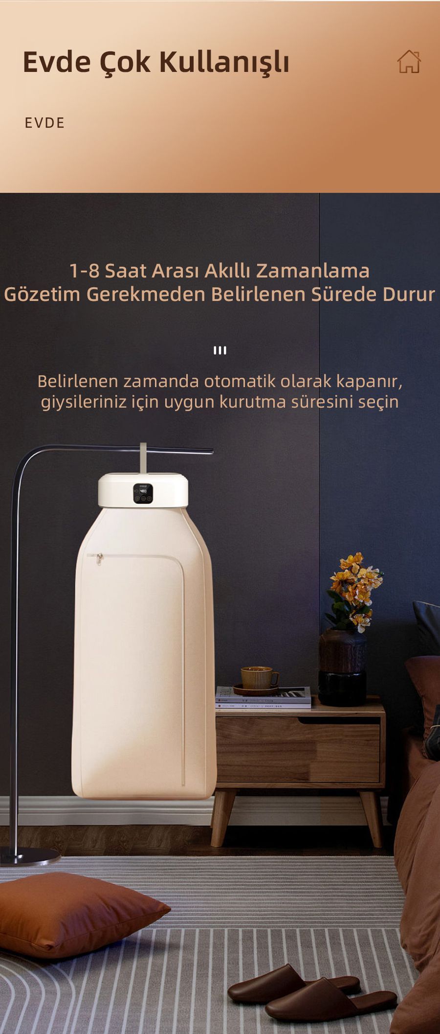 Mioji UV100X Yeni Nesil UV Işıklı Taşınabilir Portatif Askılı Katlanabilir Çamaşır Kurutma Makinesi