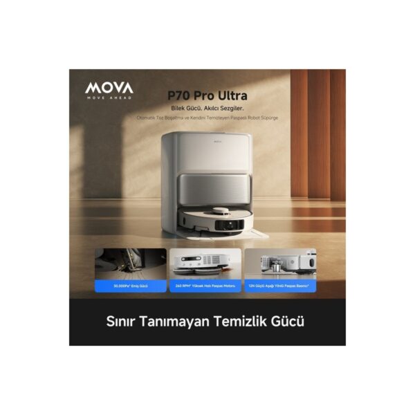 MOVA P70 Pro Ultra 30.000 Pa Emiş Gücü, 3 Yıl Garanti
