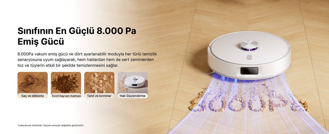 Narwal Freo S Akıllı Robot Süpürge Beyaz,8000PA Emiş Gücü